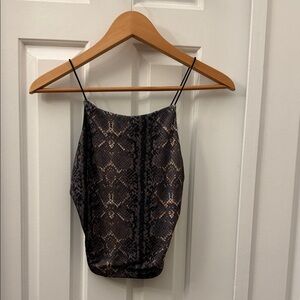 Urban Outfitters Black Snake Print Open Back Crop